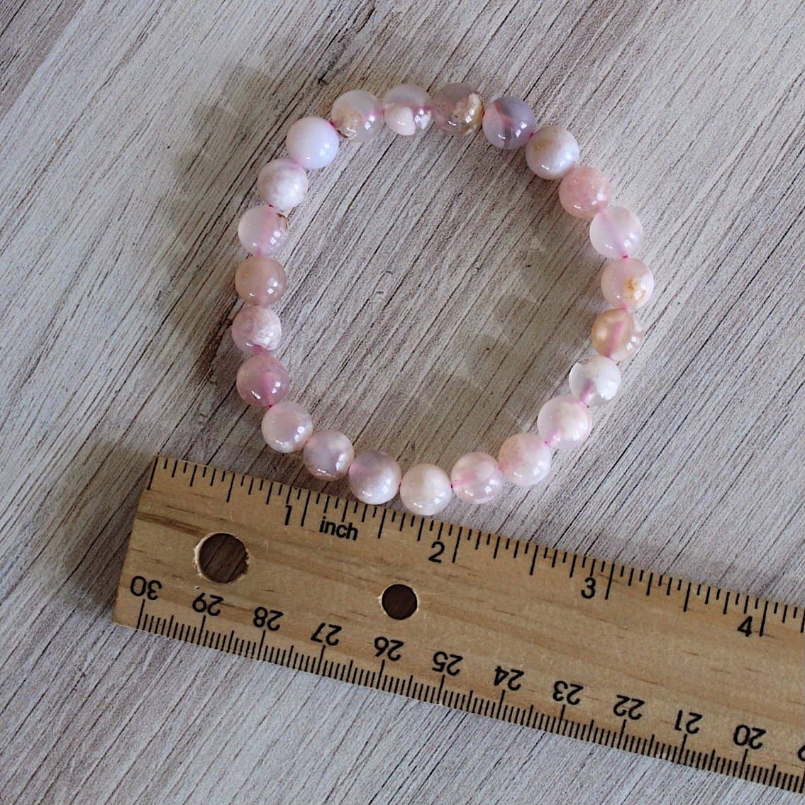 Pebble House - Wholesale Beaded Bracelet - Flower Agate Bracelet 4mm/6mm/8mm - Crystals & Stones3