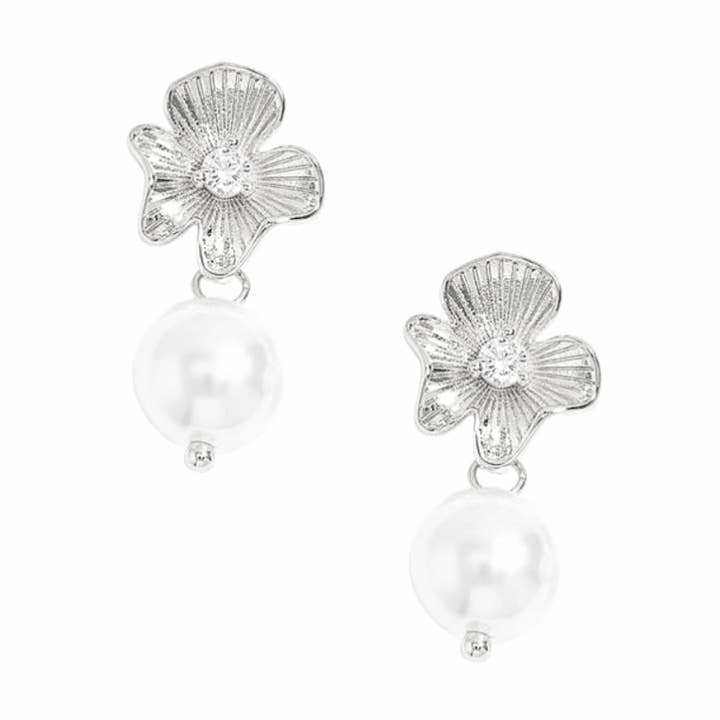 CUBIC ZIRCONIA COLLECTION - VINTAGE FLOWER EARRINGS for wholesale by Athena Bridal Jewellery