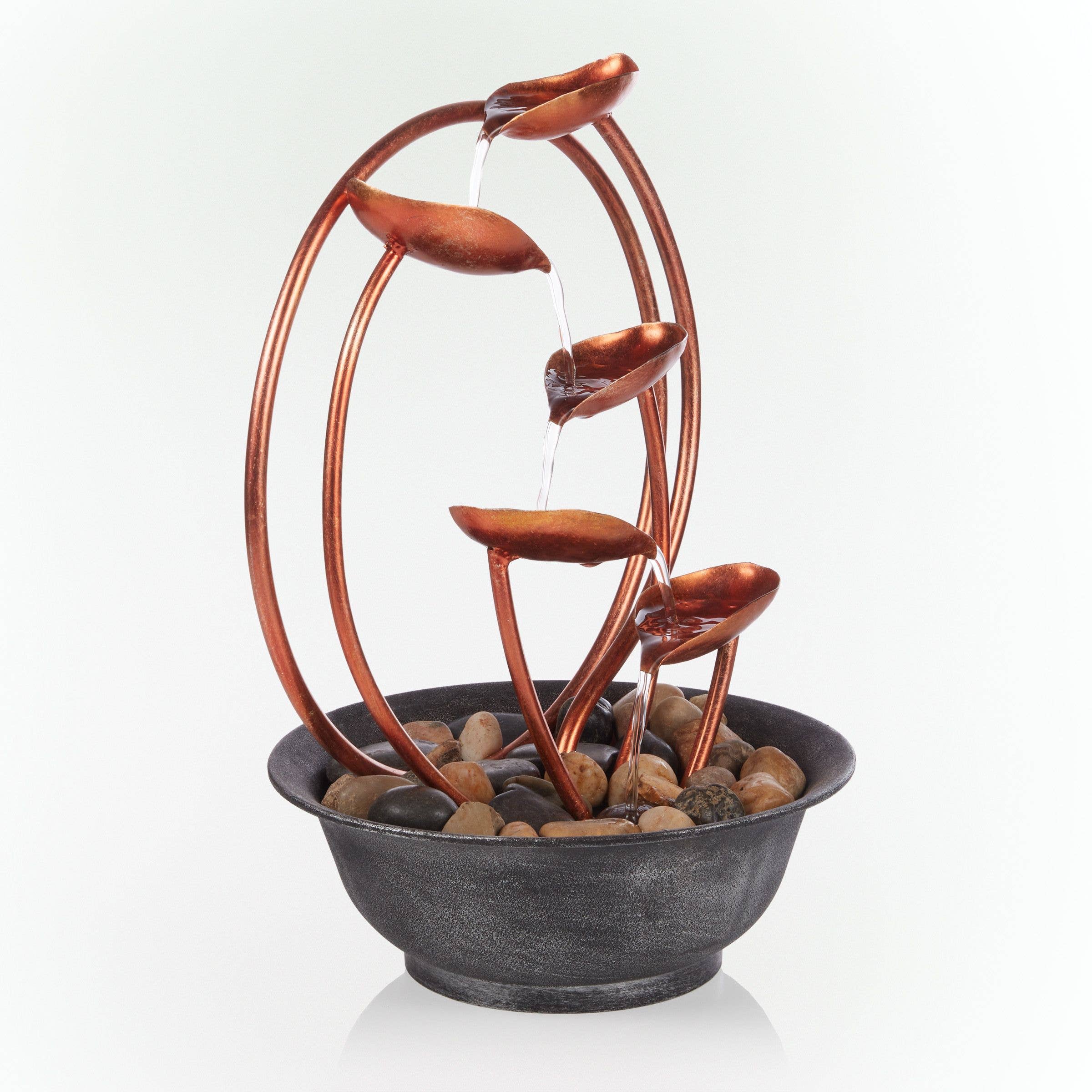 Alpine Corporation - Wholesale Decorative Tabletop Object - Alpine Corporation Metal Leaf Multi-tier Tabletop Fountain2
