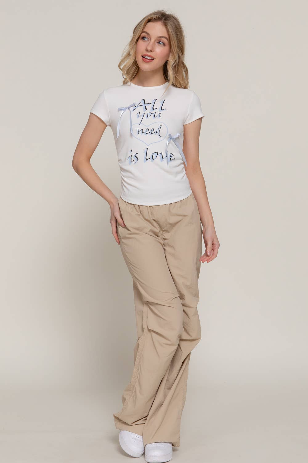 Active Basic | Active USA - Vente T-shirt à imprimés – femme - T-shirt à manches courtes avec imprimé, col rond et détail ruban en satin3