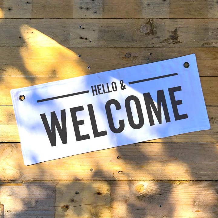 Bow and Arrow UK - Wholesale Banner - Hello & Welcome Eyelet Banner