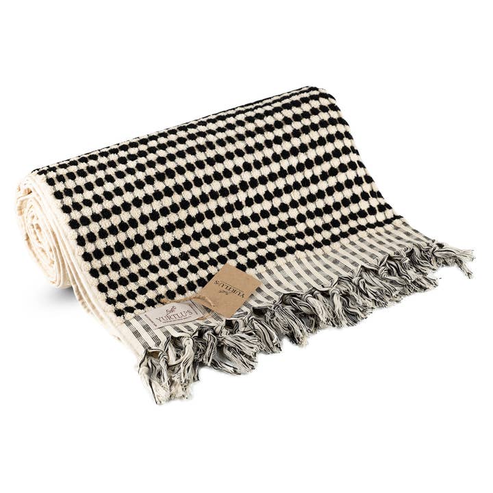 Serviette de bain 36 x 70, serviette de plage, serviette douce et épaisse, biologique, bulle de salle de bain - noire  pour la vente par YURTLUS