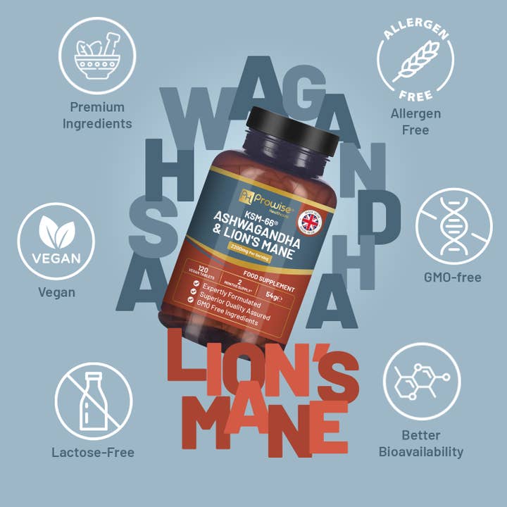 Prowise Healthcare - Wholesale Oral Supplement/Vitamin - KSM-66 Ashwagandha and Lions Mane Tablets