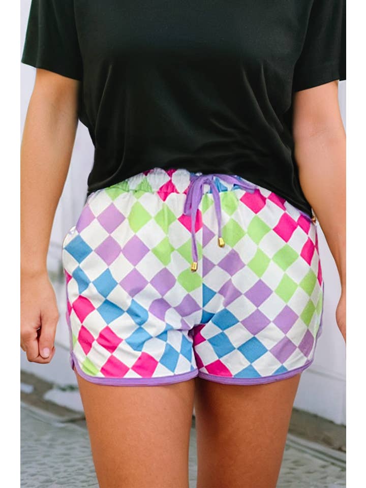 Little Daisy Closet - Wholesale Shorts - Women's - LDC Checkered Drawstring Casual Shorts5