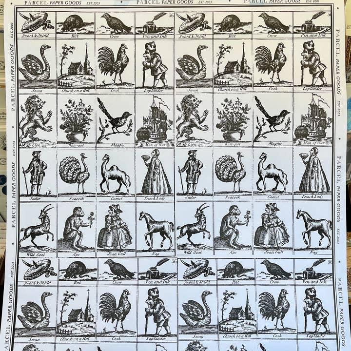 Parcel - Wholesale Flat Wrap - Parcel Artisan Wrapping Paper, Old English Woodcuts6