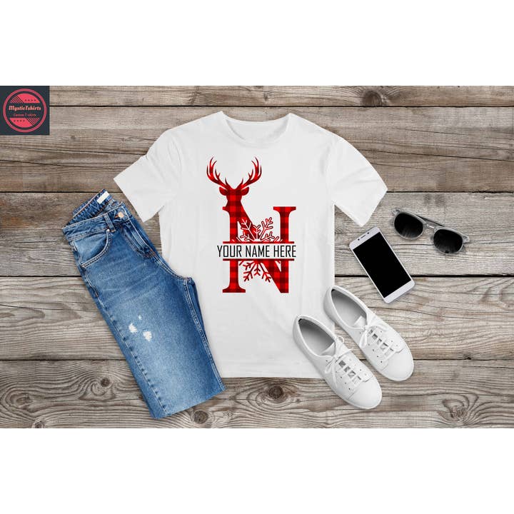 Reindeer Monogram, Custom Made Shirt, Personalized T-Shirt for wholesale by MysticTshirts