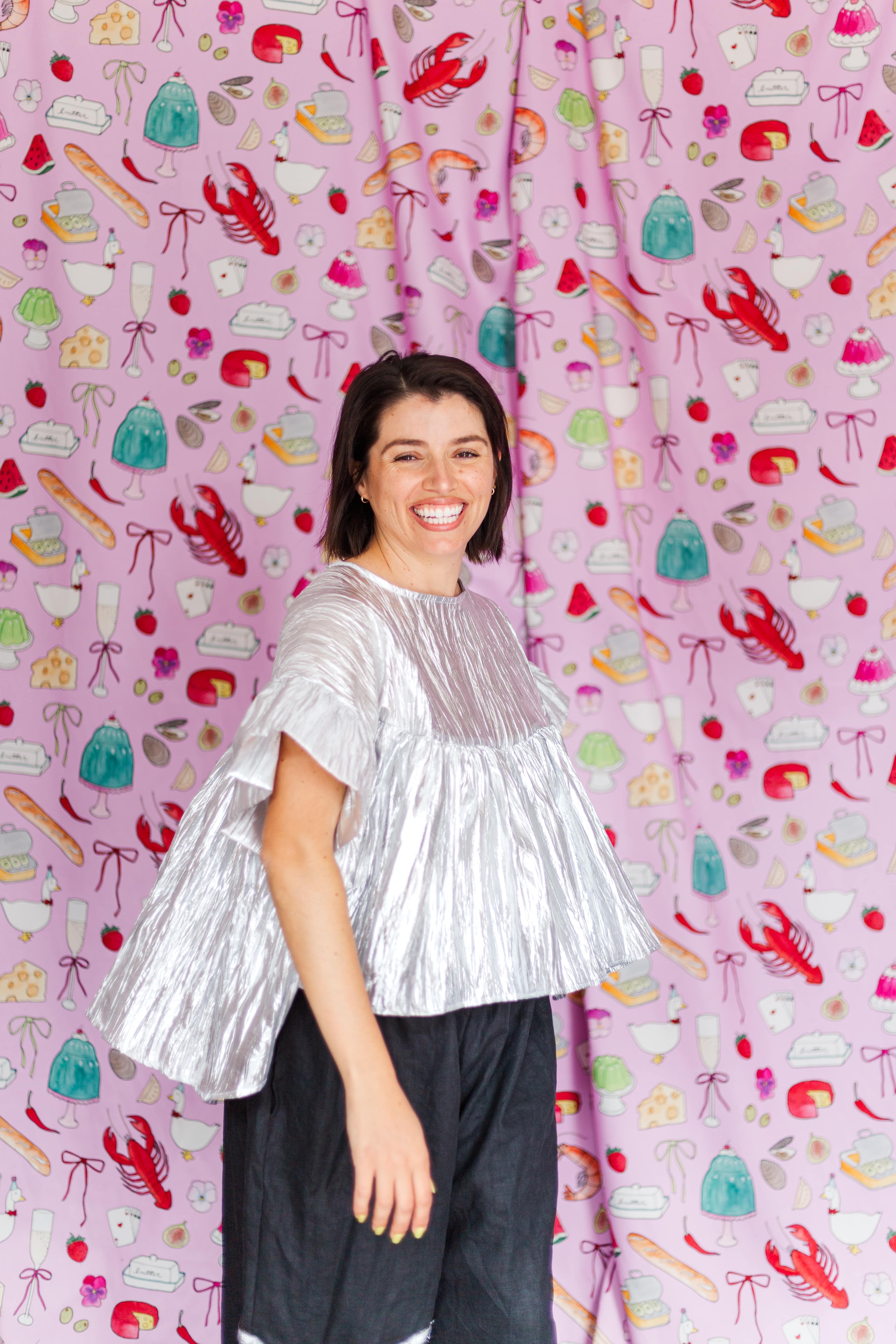 Nettle Studios - Wholesale Blouse - Women's - Size-Inclusive Plus Size Womens Silver Metallic Gathered Top43