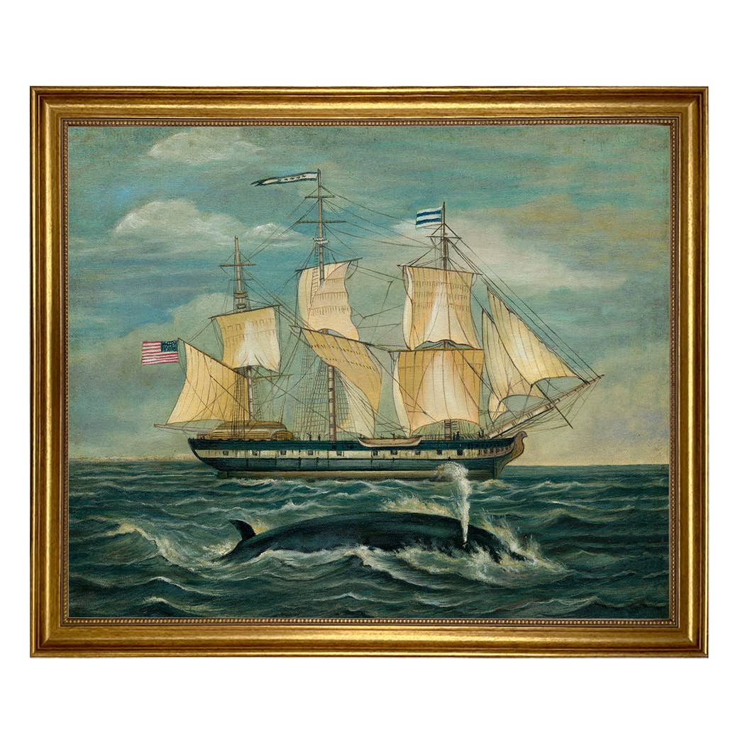 Madison Bay Co. - Historical Home Decor Reproductions - Wholesale Painting/Drawing - American Whaling Ship with Sperm Whale Vintage Painting Print4