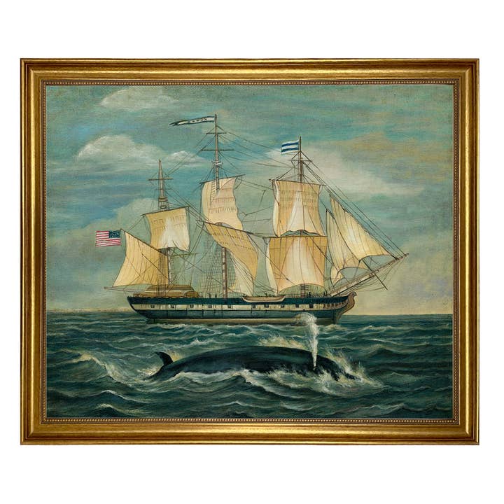 Madison Bay Co. - Historical Home Decor Reproductions - Wholesale Painting/drawing - American Whaling Ship with Sperm Whale Vintage Painting Print4