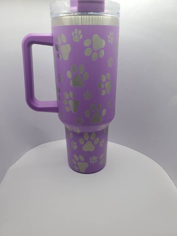 Paw print tumbler lt purple for wholesale by Eclectic Wallflower Boutique