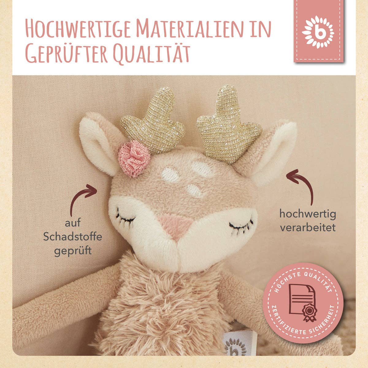 Bieco Spielwaren - Wholesale Stuffed/Plush Toy - Kids & Baby - Deer Ella toy with rattle6