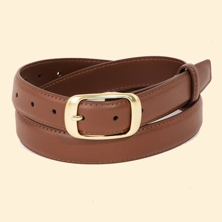 Solid Rectangle Buckle Leather Belt for wholesale by Anarchy Street