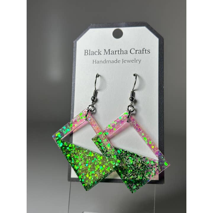 Black Martha Crafts - Wholesale Dangle Earrings - AKA Inspired Resin glitter Dangle earrings1