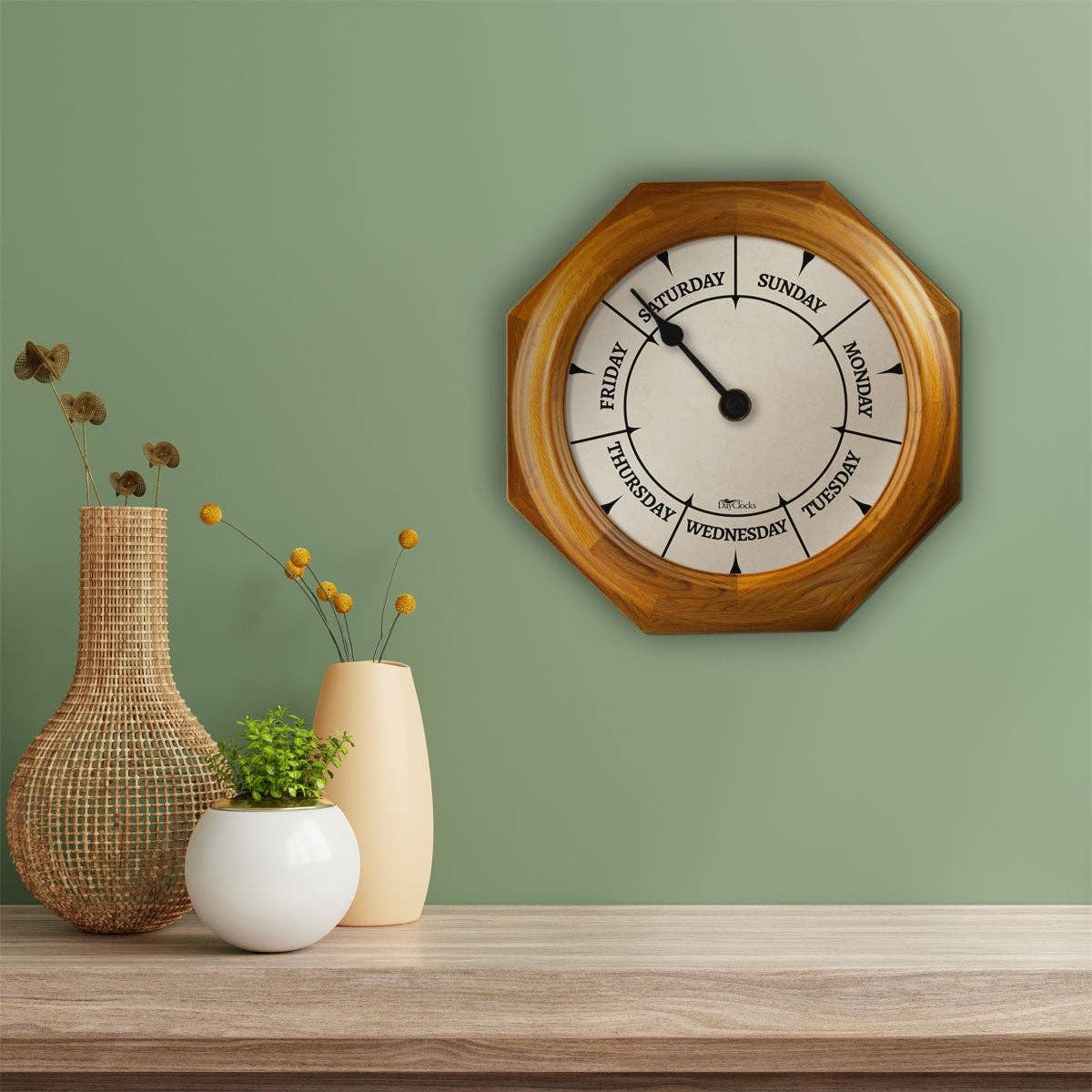 Dayclocks - Wholesale Wall Clock - DayClocks Day-of-the-Week 10" Wall Clock with Oak Wood Frame11