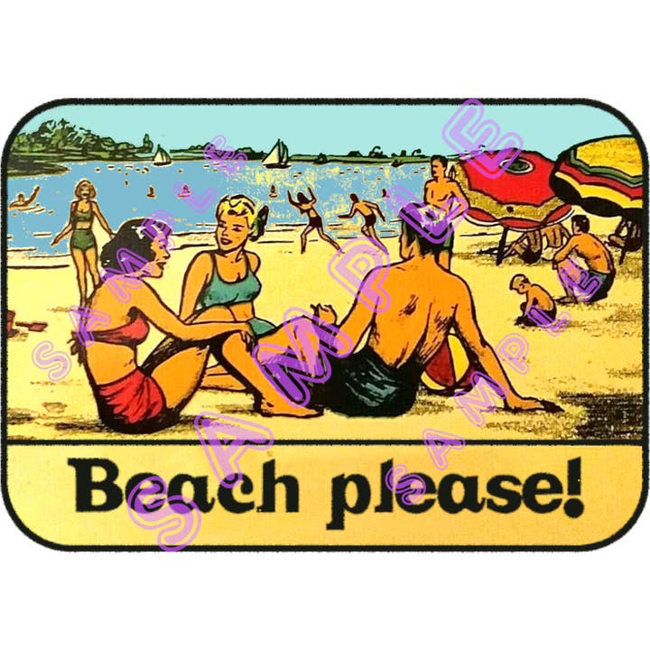 BEACH PLEASE Retro/Vintage stil Vinyl klistermærke BPL for engroshandel hos Hilda74 Retro Designs