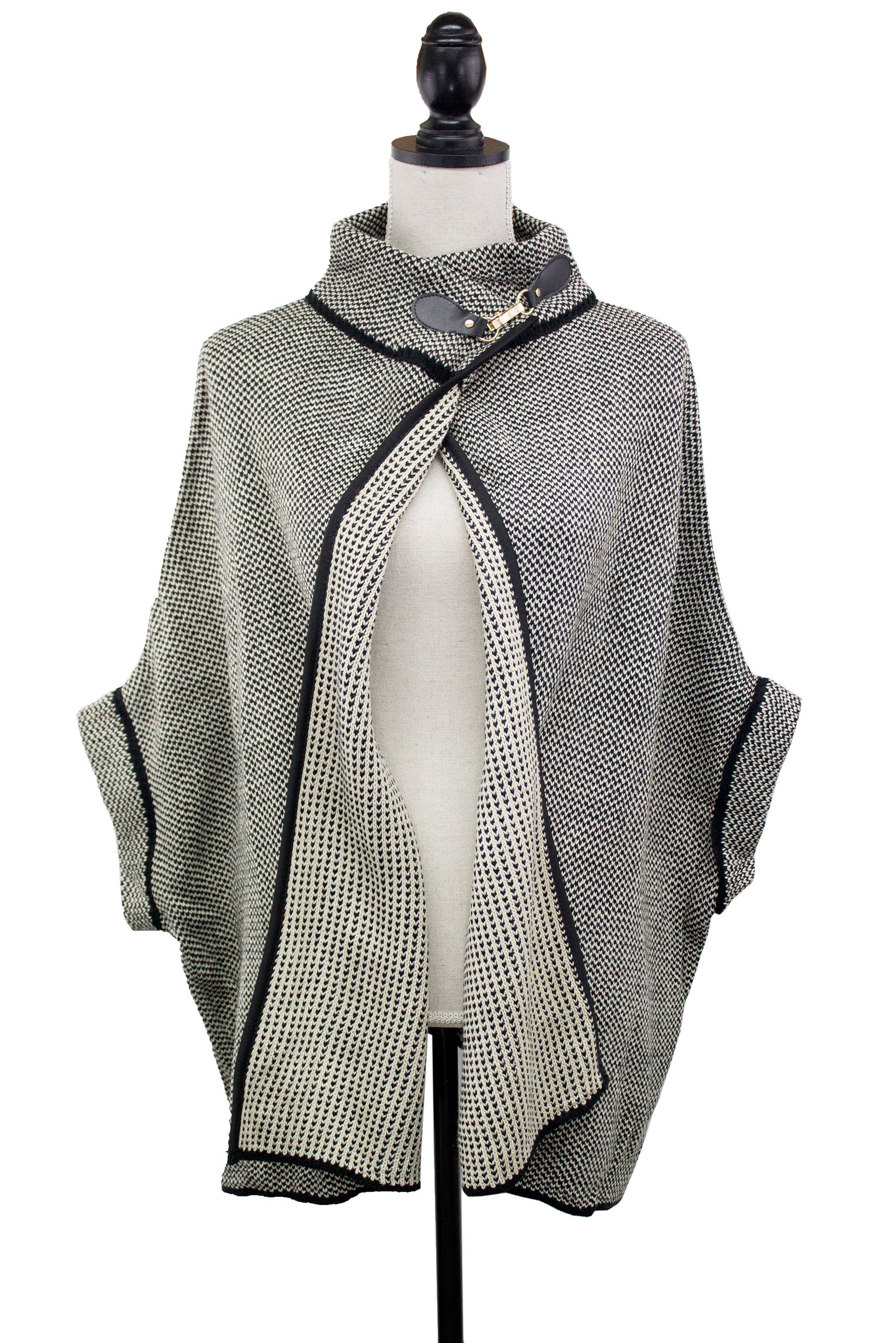 Fennco Styles - Wholesale Poncho - Women's - Knit Buckle Poncho Cape Cardigan15