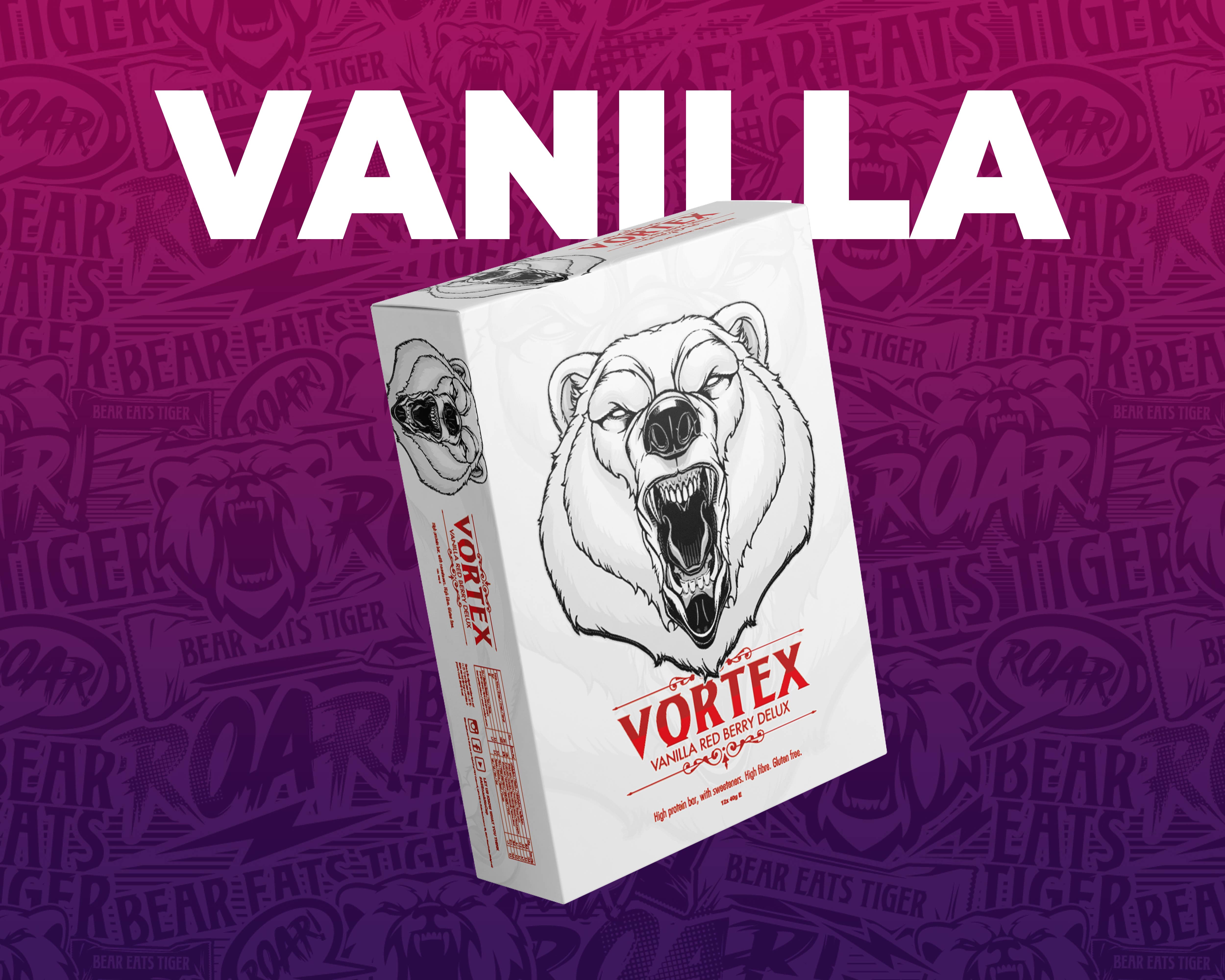 Bear Eats Tiger - Wholesale Snack Bar - Vanilla Red Berry Delux snack bar - box (12pc)