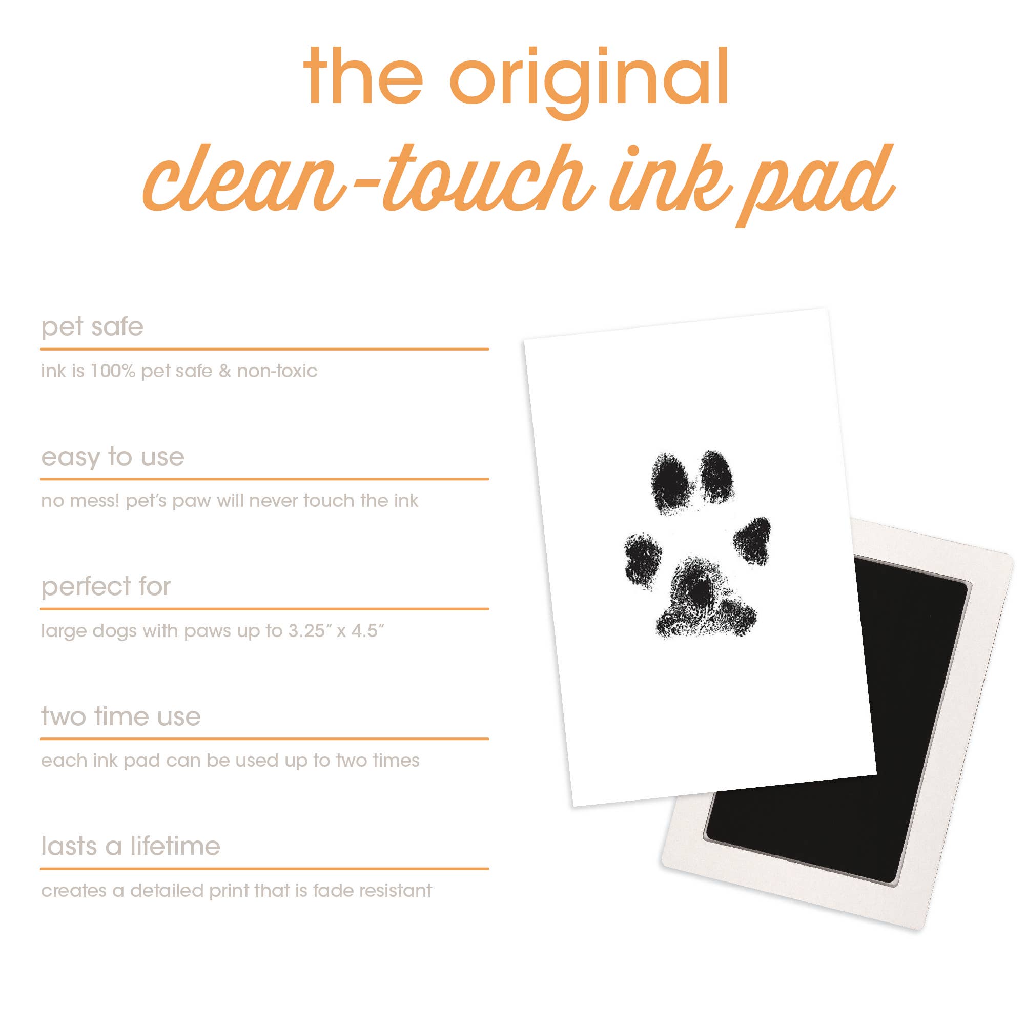Pearhead - Vente Tampons encreurs - Tampon à encre Clean-Touch Pet Pawprint, moyen/grand, noir1