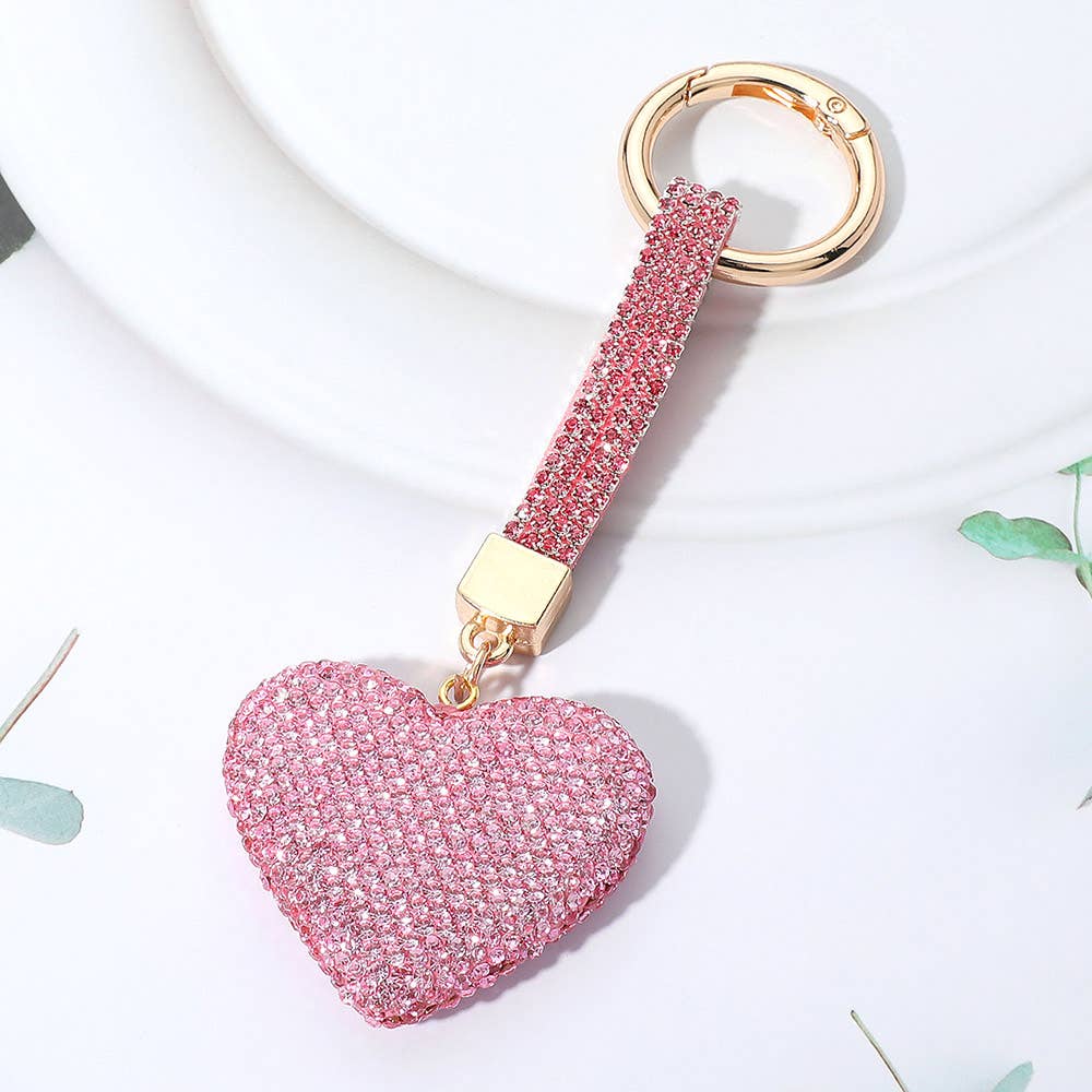 Sensibling Corp. – Engroshandel Nøglering - Dame – Bling-besat hjerte nøglering / taskesmykke5