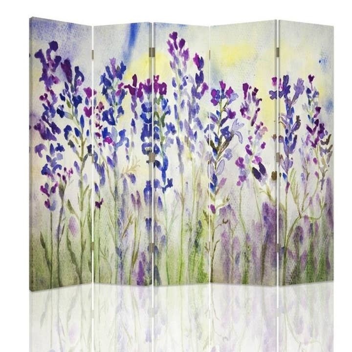 Room Divider, Painted Flowers on a White Background 5 Parts for wholesale by Motivartdesign
