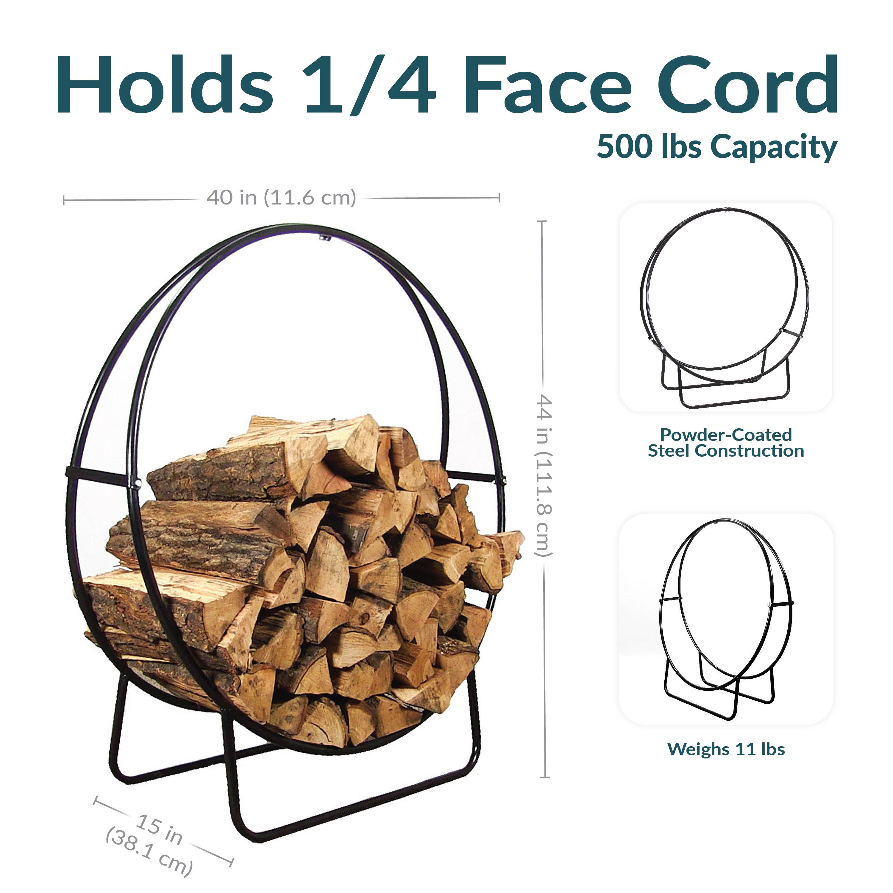 Sunnydaze Decor - Wholesale Fire Pit - 40 in Steel Indoor/Outdoor Firewood Log Hoop Rack2