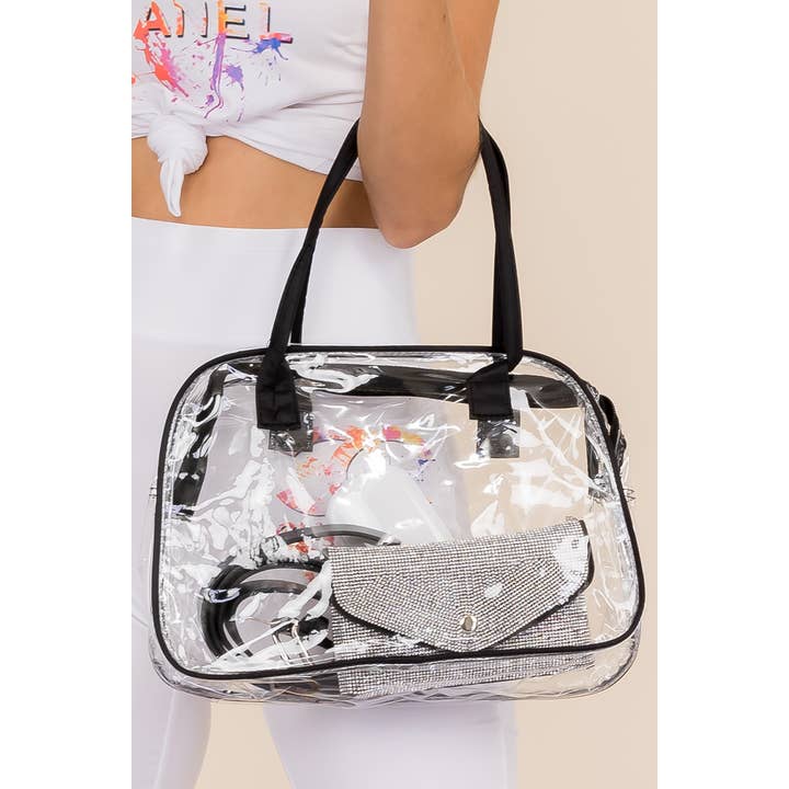 Cap Zone - Wholesale Tote bag – Women's - Transparent Clear Glossy Trim Soft PVC Tote Bag2