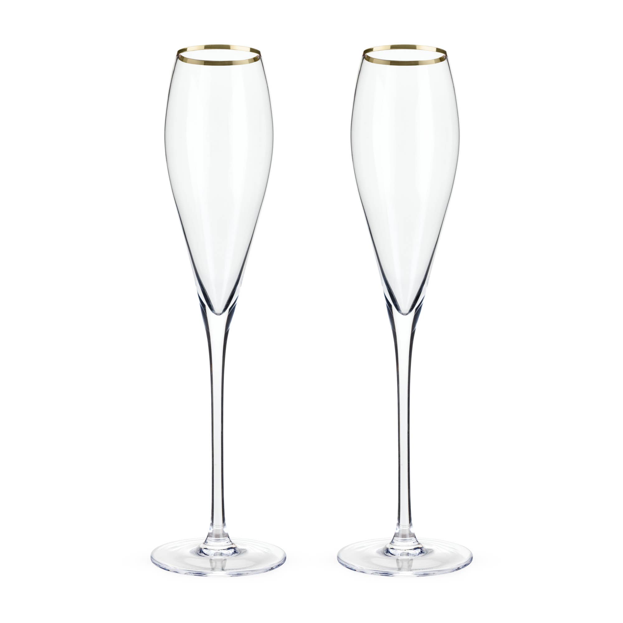 Viski - Wholesale Champagne Flute - Gold Rimmed Crystal Champagne Flutes Set of 22