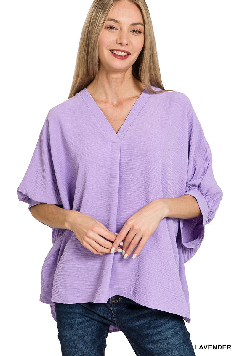 Vanilla Monkey – Engroshandel Bluse - Dame – Vævet Airflow V-hals Puffetrøje med halve ærmer17