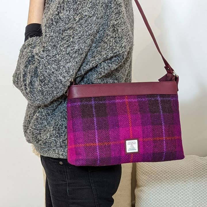 maccessori - Wholesale Shoulder Bag - Women's - Harris Tweed Large Shoulder Bag Purple Check