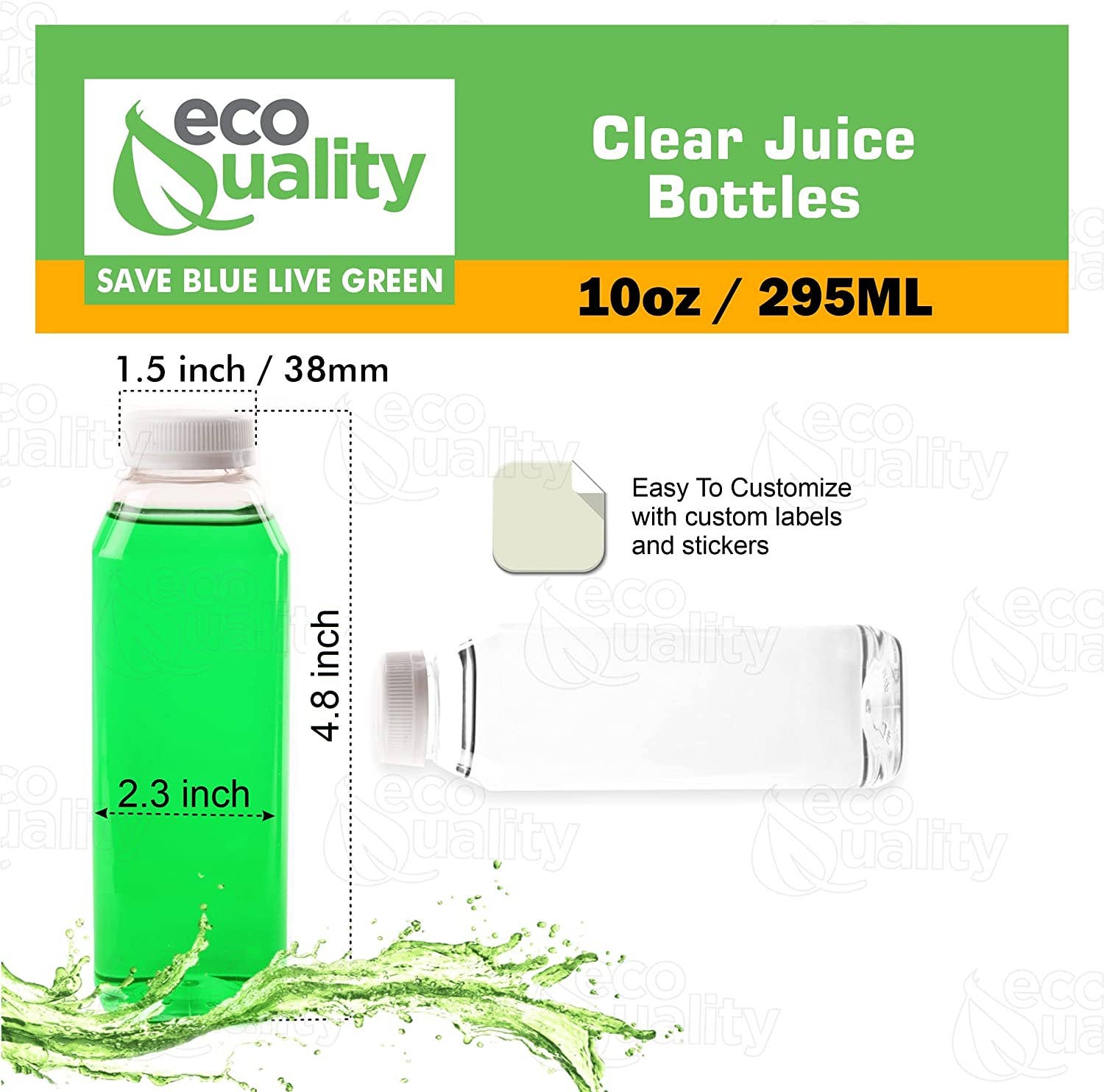EcoQuality - Wholesale Milk/Juice Bottle - 10oz Empty Plastic Juice Bottles w/Tamper Evident Caps2