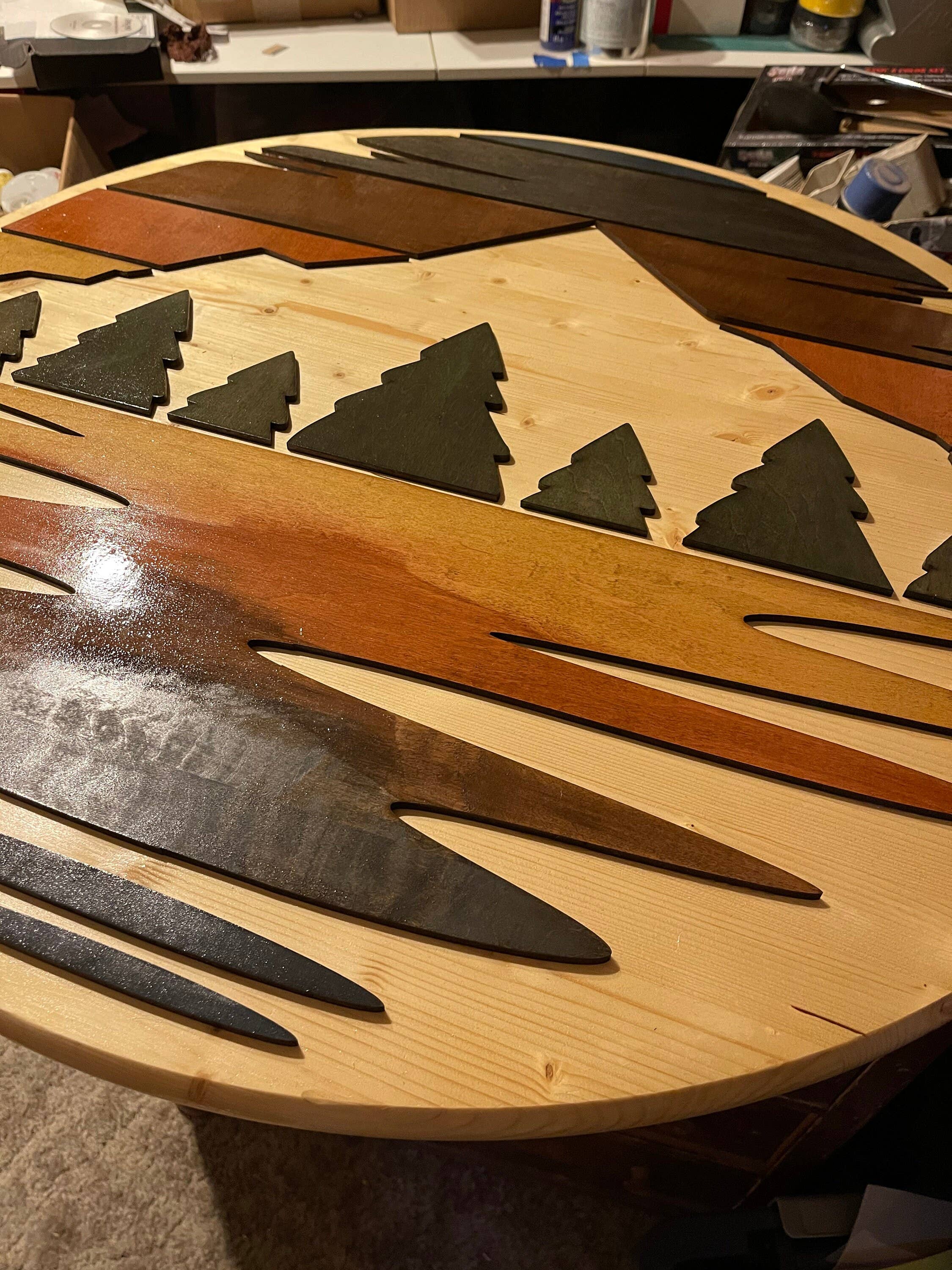 Through The Fire Design - Wholesale Sign - Rustic Mountain Sunset Round Home Decor, Sunset Picture, Woo4