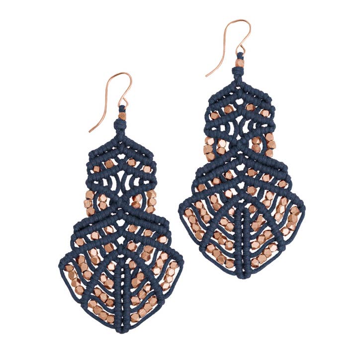 Large Diana Drop Earrings | Dark Denim for wholesale by Corda