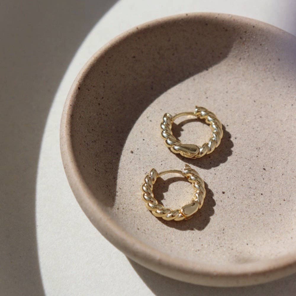 Token Jewelry - Wholesale Huggie Earrings - Croissant Huggie Hoops2