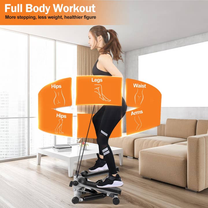Grey Stepper for Exercise Mini Fitness Stepper with 2 Resistance Bands LCD Monitor Max 330.7LBS Load Stair Stepper Quiet Stepper for wholesale on Faire3