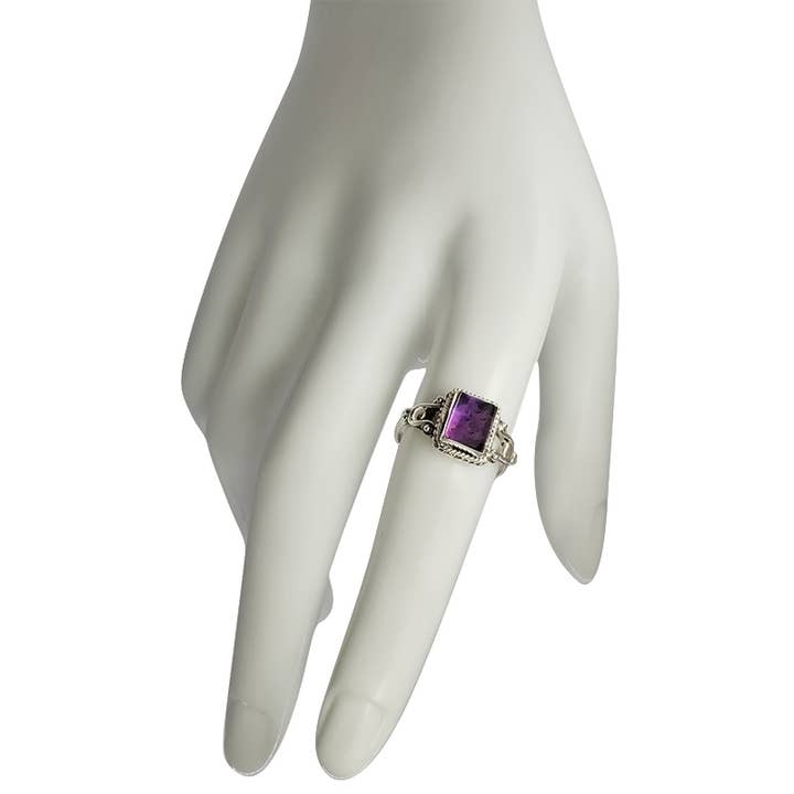 Amberman - Wholesale Single Stone/Solitaire Ring - Amethyst Stone Sterling Silver Ring