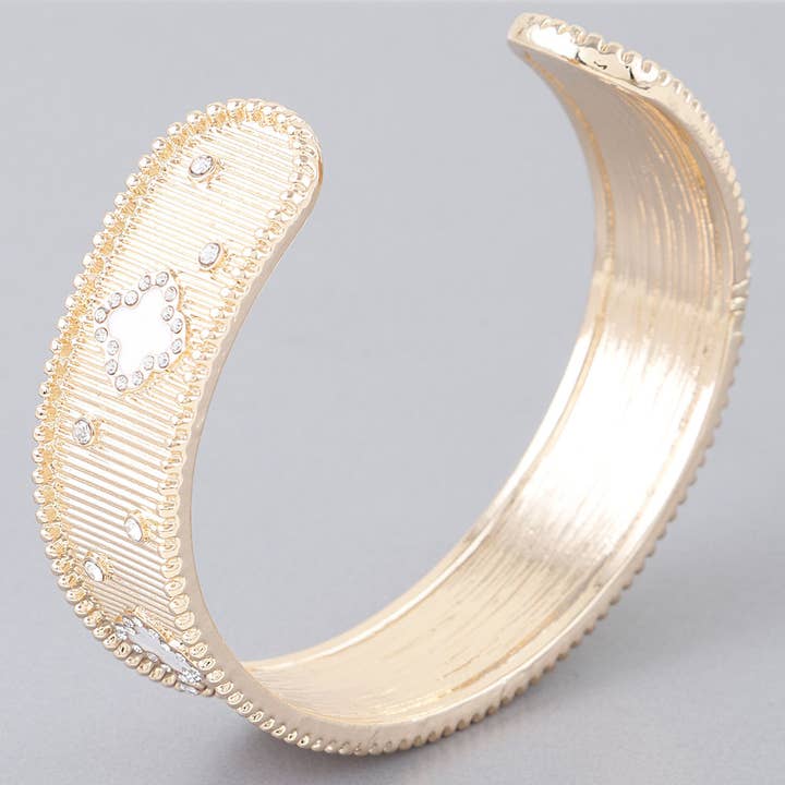 GD Bejeweled Clover Open Cuff Bracelet for wholesale on Faire