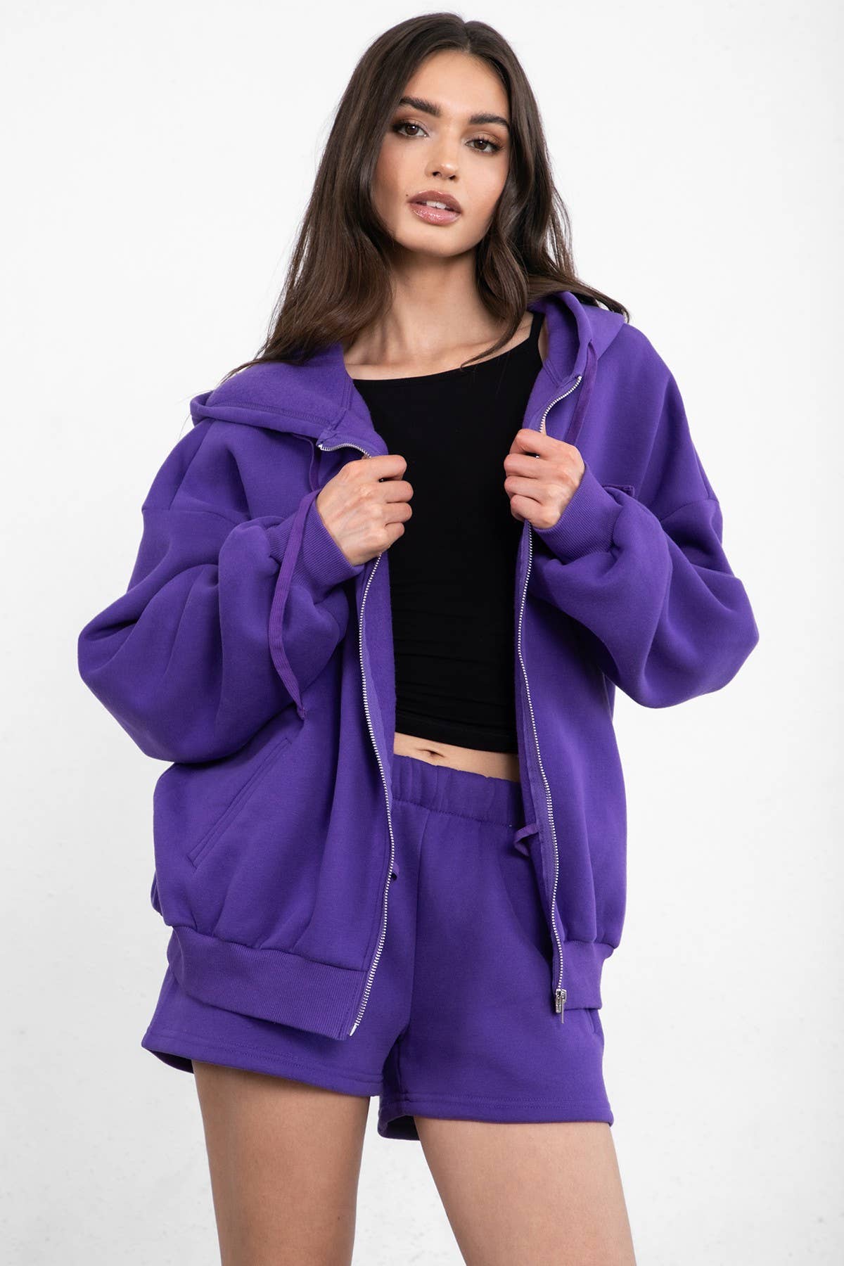 TICTOC - Wholesale Hoodie - Women's - UNIVERSITY Plush Fleece Loose Fit Zip Up Hoodie With Pockets36
