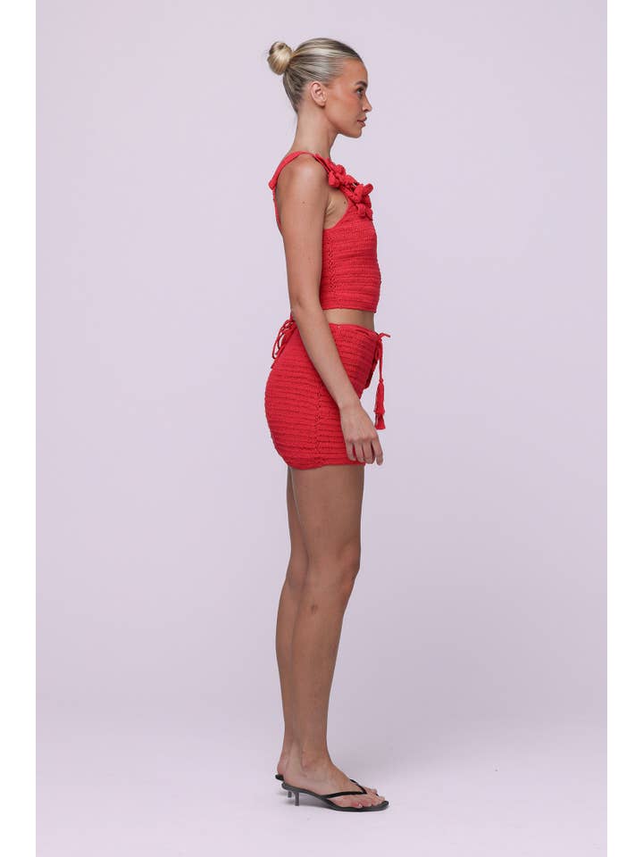 Isabelle Quinn - Vente Jupe – femme - Jupe Mini Crochet Lily Rouge2