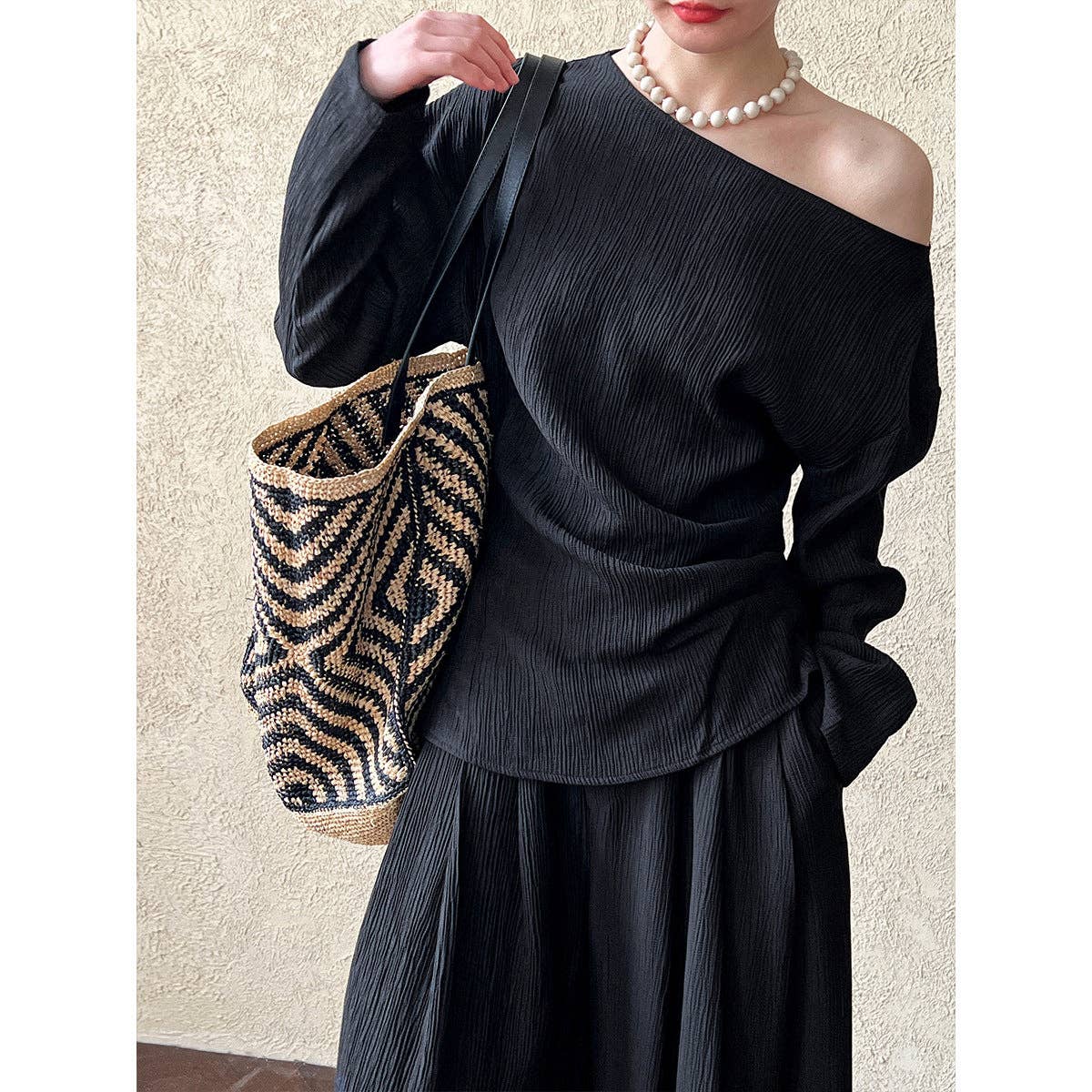 Marayn – wholesale Top & pants set (NOT Loungewear) – Women's – 2025 NEW Luxe Slouch Asymmetric Top  WideLeg Pants Set2