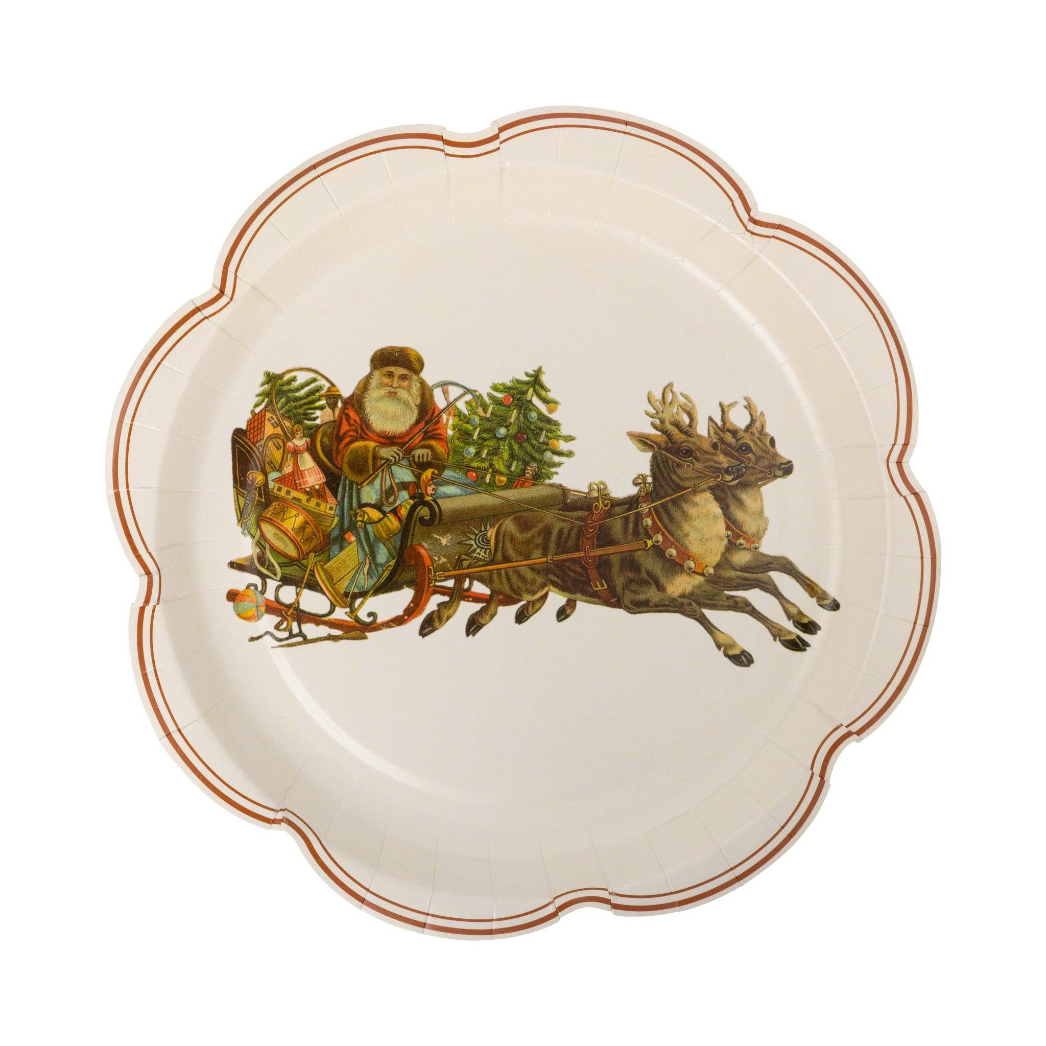 My Mind’s Eye – wholesale Disposable plate – VCH1240 - Santa Scalloped Plate Set2