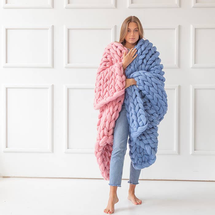 woolexperts – Manta para sofá por atacado – Cobertor gigante de tricô grosso 100% lã merino12