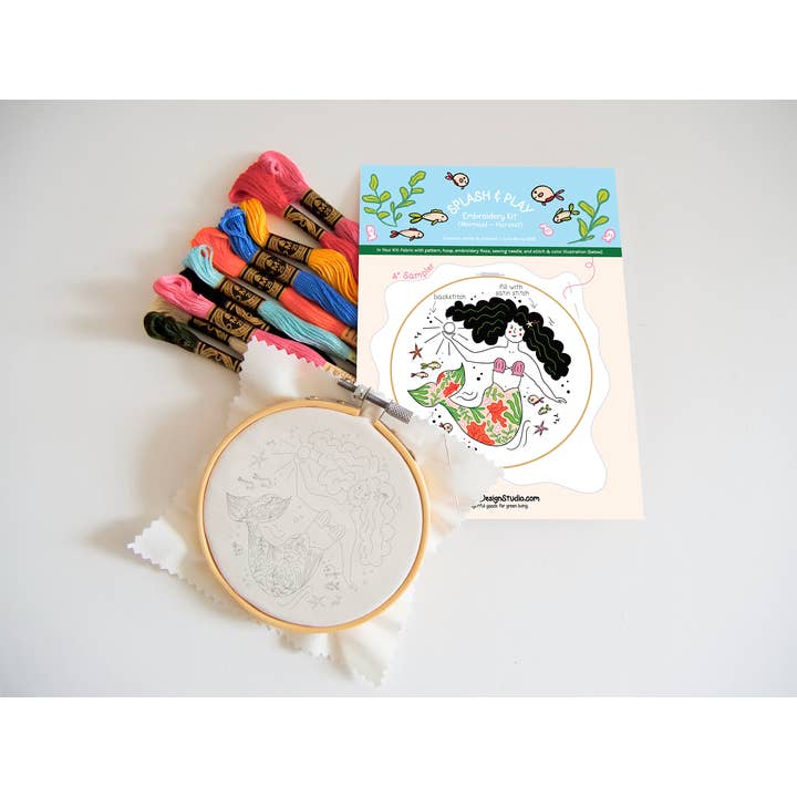 Mermaid Eco-Embroidery Kit (Splash & Play) for wholesale by UpRoot Design Studio