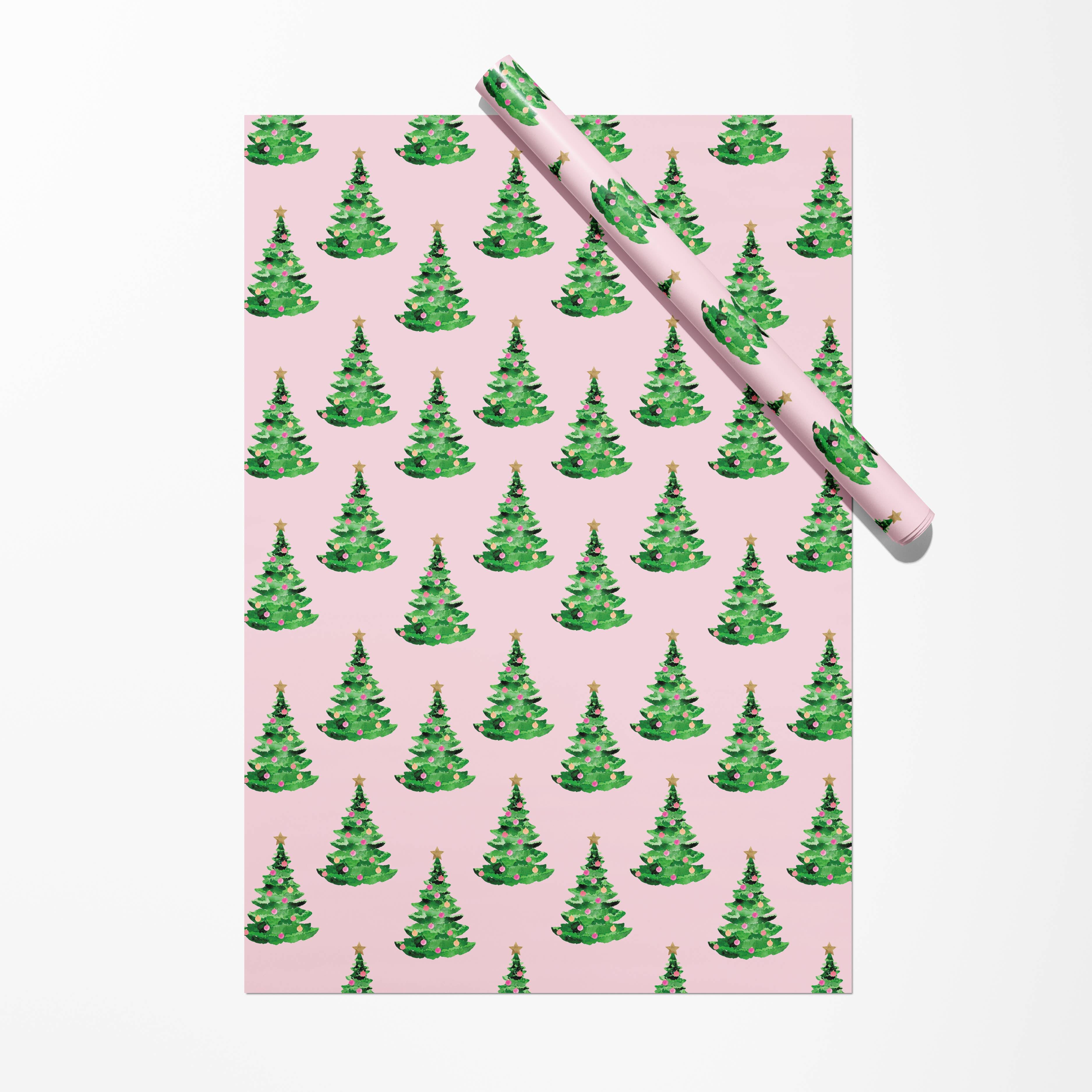 Gert & Co – wholesale Wrapping paper roll – Pink Christmas Gift Wrap | Christmas Trees on Pink1