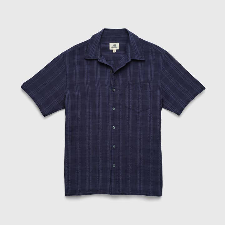 Chemise texturée Joseph à manches courtes - Bleu marine pour la vente par SURFSIDESUPPLY