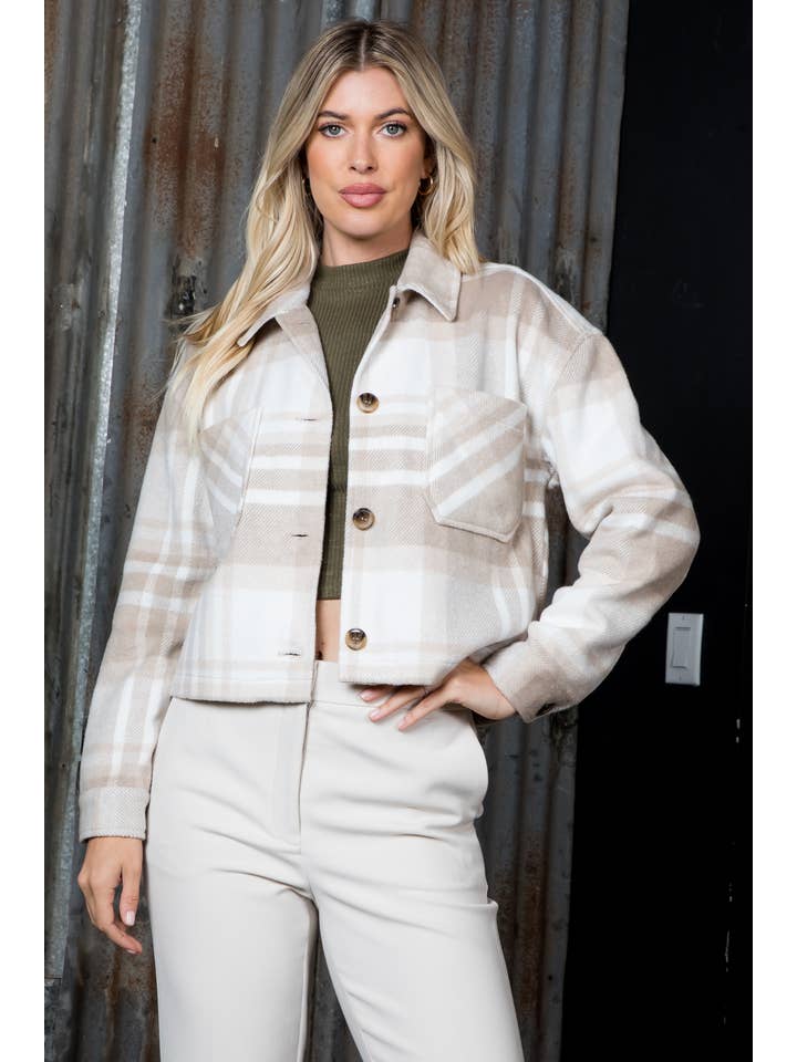 26 International - Wholesale Shirt Jacket/Shacket - Women's - Classic Plaid Cropped Shacket