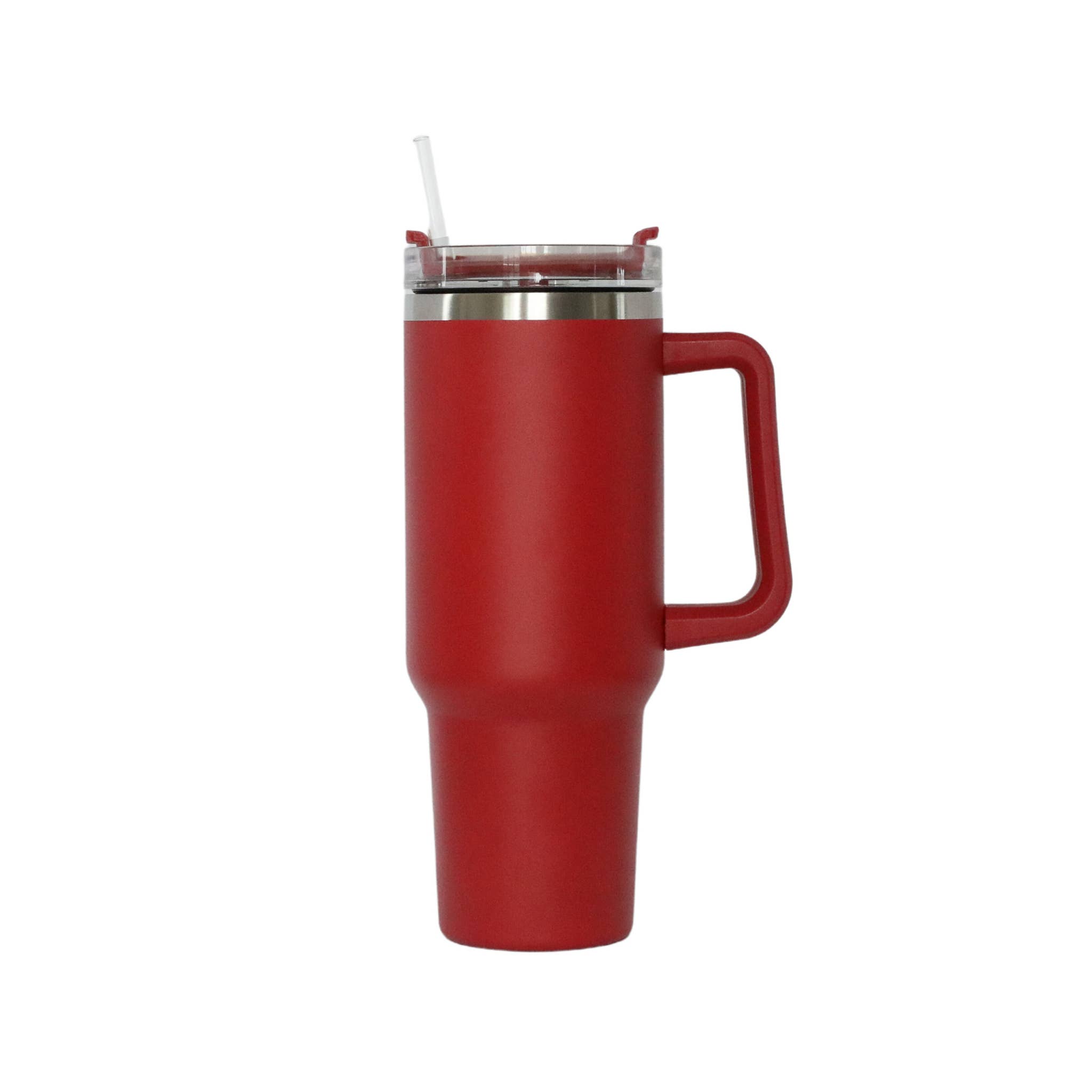 Creative Gifts International Inc. - Vente Gourde/bouteille isotherme - Gobelet en acier inoxydable rouge de 40 oz avec poignée et paille