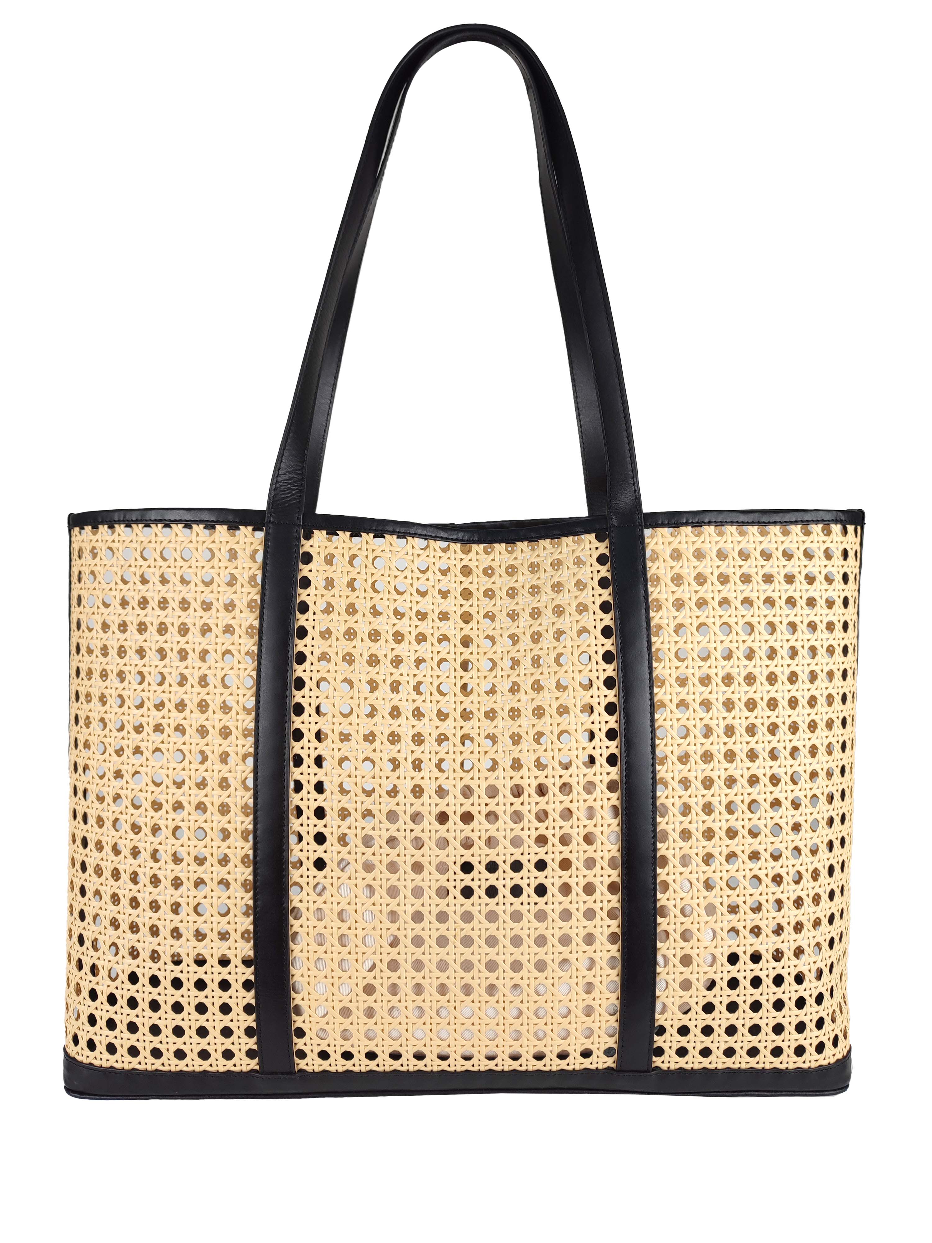 Florence Leather - Wholesale Beach Bag - Rattan bag with leather details5
