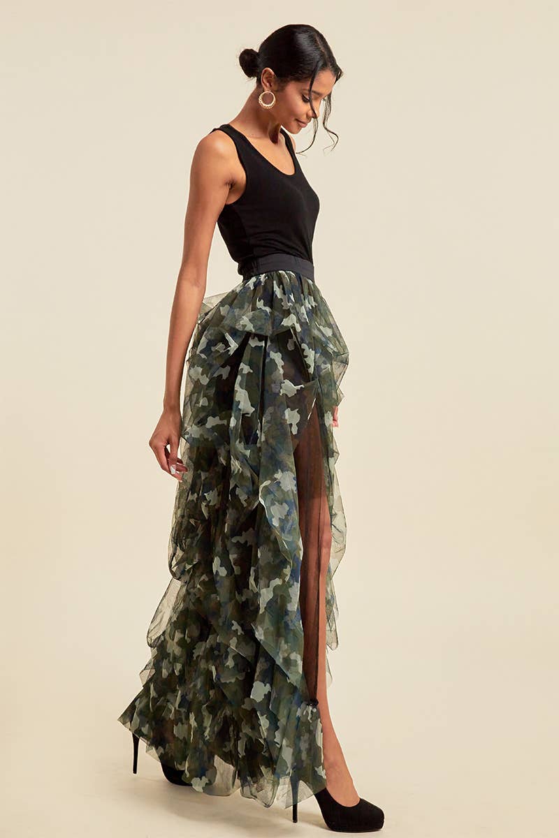 QMP Moda - Venta al por mayor Falda - Mujer - FALDA DE CAMUFLAJE DE MALLA CON ABERTURA            3