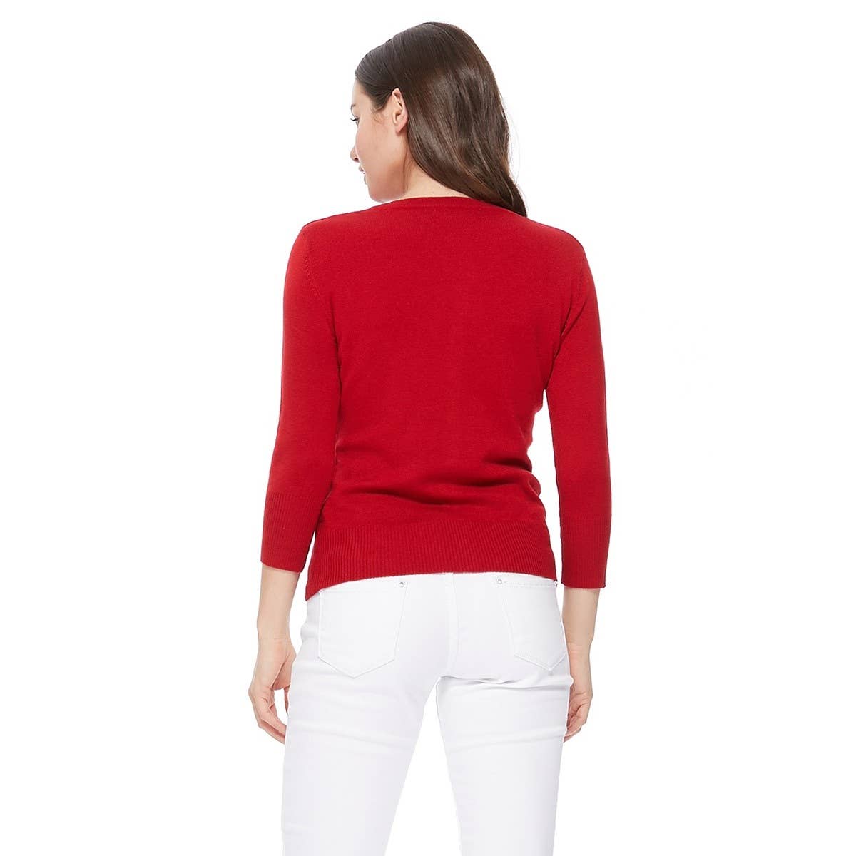 Mak - Wholesale Cardigan - Women's - 3/4 Sleeve Crewneck Plus Size Knit Cardigan Sweater CO079PL64