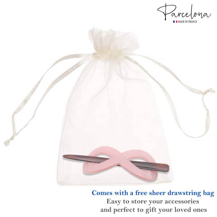 Parcelona - Wholesale Hair clip – Women’s - Parcelona French Infinity Medium Celluloid Hair Slider Bun Cover for Women28